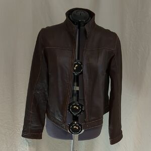 American Eagle Outfitters Dark Brown Leather Jacket